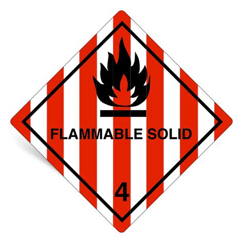 Pieces Hazard Labels Class With Text Flammable Solid Made Of