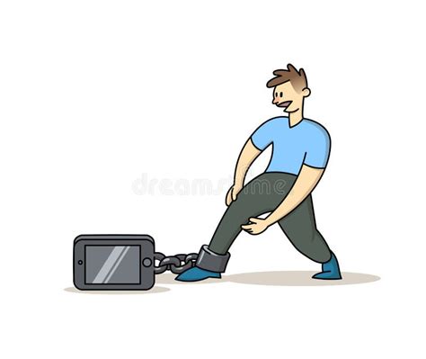 Chained Flat Screen Isolated Stock Illustration Illustration Of