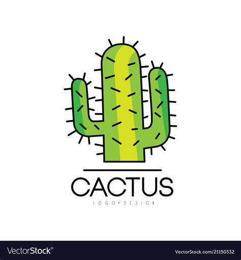 Cactus Logo Design Desert Prickly Plant Green Vector Image