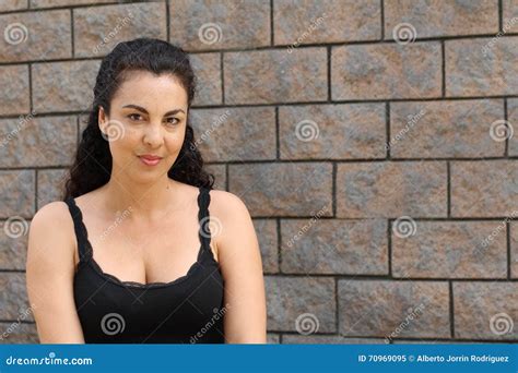 Dressed Mature Woman On Textured Wall Stock Image Image Of Adult