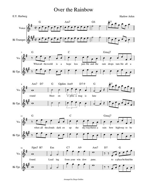 Over The Rainbow G V Tpt Sheet Music For Trumpet In B Flat Vocals