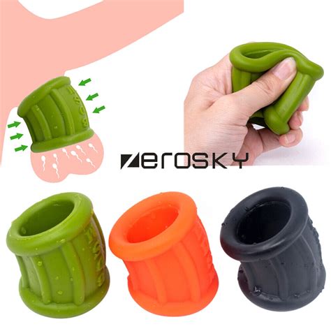 Silicone Ball Scrotum Stretcher Enhancer Squeeze Testicle Ring Delay