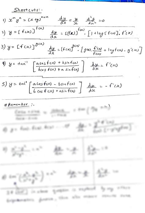 SOLUTION Differentiation Cheat Sheet 3 Studypool