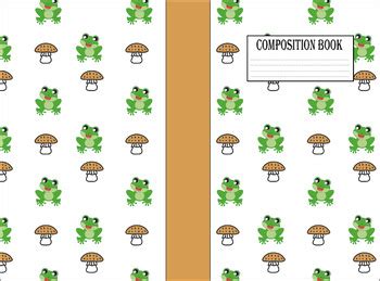 Composition Book Cute Frog With Mushrooms By Kathleen Coco Tpt