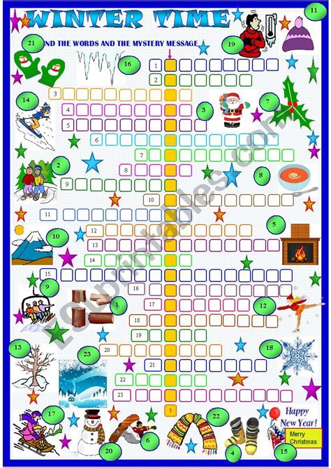 Winter Crossword Puzzle Free Printables