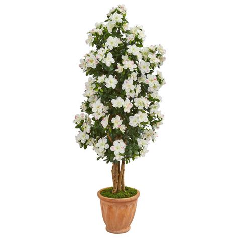 59” Azalea Artificial Tree In Terra Cotta Planter Nearly Natural