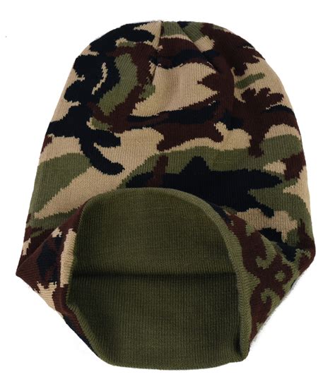 Green Army Camouflage Camo Beanie Hat Knitted Knit Winter Australia