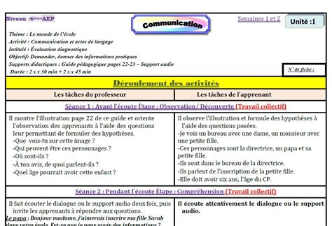 Exemple De Fiche Pédagogique Primaire