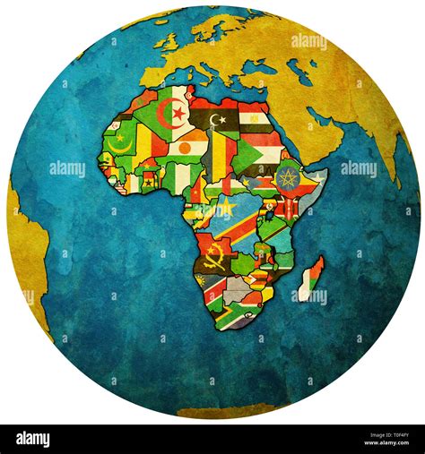 globe map with political map of african union member countries with ...