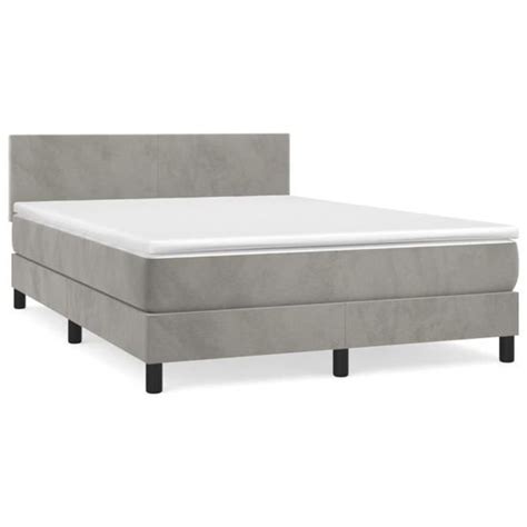 Lit Sommier Tapissier Et Matelas Gris Clair X Cm Velours