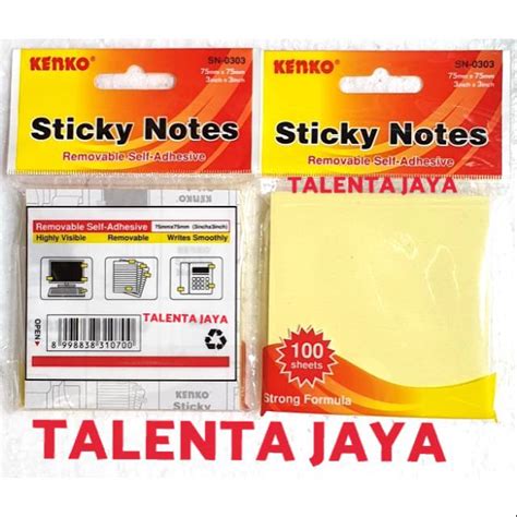 Jual KERTAS MEMO STICKY NOTE SN 0303 KUNING KENKO Shopee Indonesia