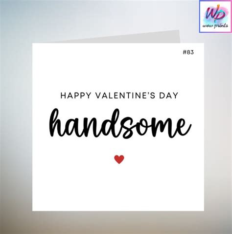 Happy Valentines Day Handsome, Boyfriend Valentines Card, Husband Valentines Card, Fiancé ...