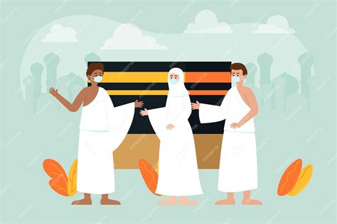 Premium Vector Organic Flat People In Hajj Pilgrimage Illustration