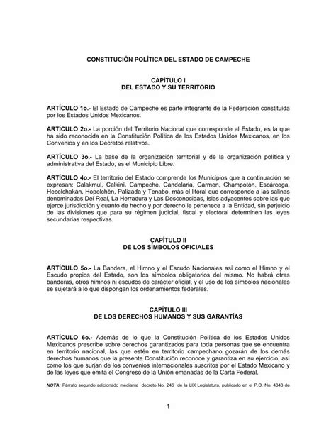 Pdf Constitucion Politica Del Estado De Campechecalkini Gob Mx