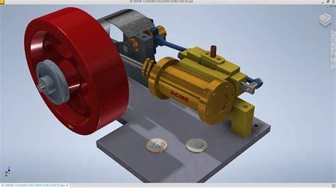 AUTODESK INVENTOR MAQUETA DE UN MOTOR DE VAPOR DE 1 CILINDRO OSCILANTE