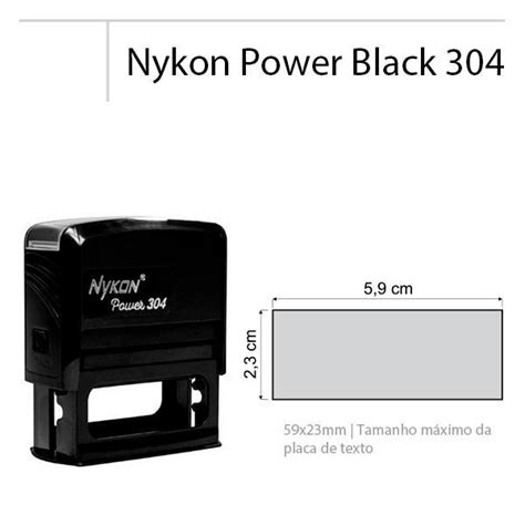 Carimbo Automático Nykon Power Black 304 Preto 59x23mm Carimbos BH