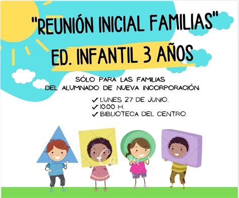 Reunión inicial familias del alumnado de Ed Infantil de 3 años