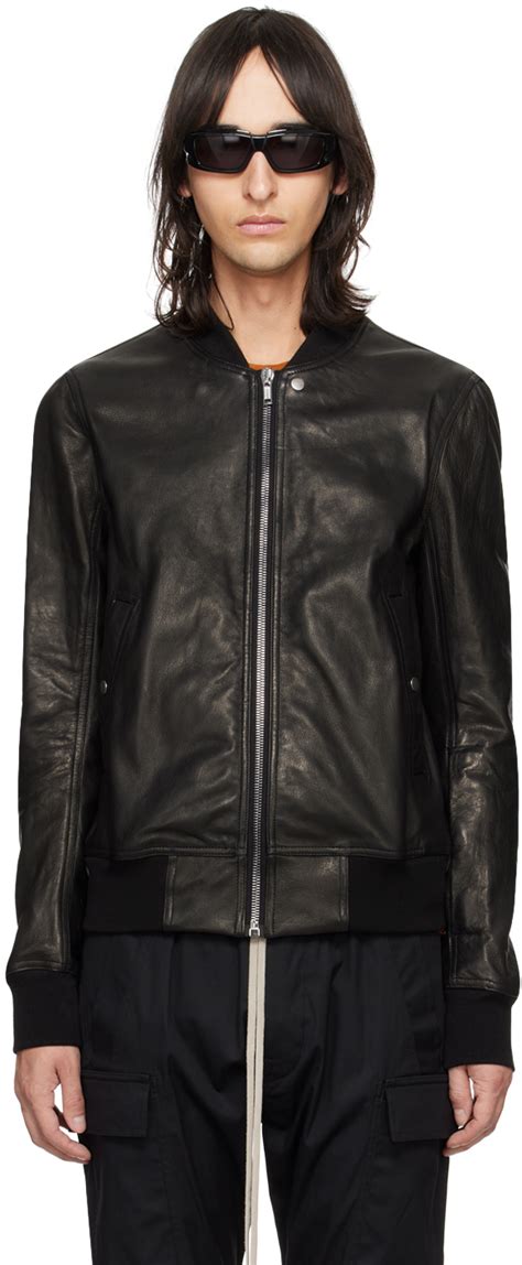 Rick Owens Blouson Aviateur Noir En Cuir SSENSE France