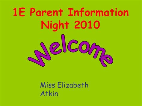 1 E Parent Information Night 2010 1 Ppt Free Download