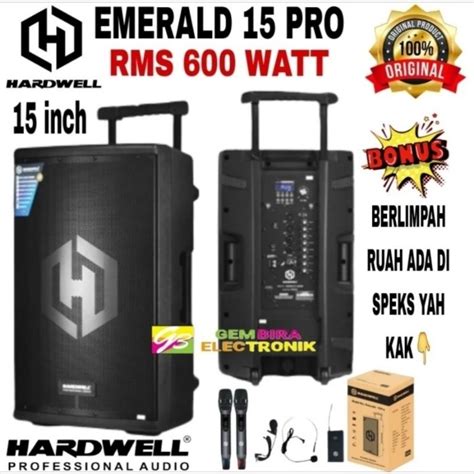 Jual Speaker Aktif Portable Hardwell 15 Inch Emerald 15pro 600 Watt