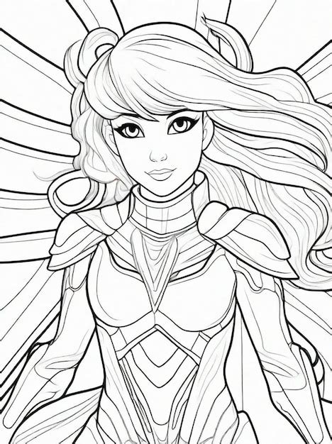 Premium AI Image | Coloring page for kids anime superhero line art