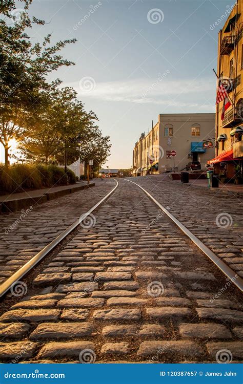 Cobblestone Street In Savannah Georgia Editorial Photography Image Of