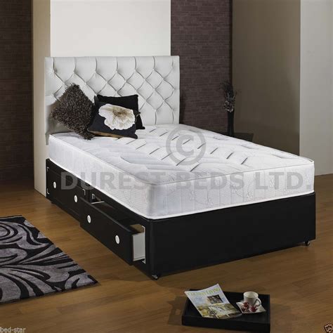 3ft 4ft6 Double 5ft King 6ft Super King Size Faux Leather Divan Bed