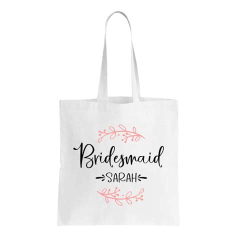 Canvas Bridesmaid Tote Bag With Name And Branches Personalized Brides