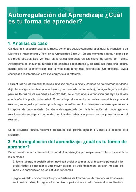 M1l3 Detallado Autorregulación Del Aprendizaje ¿cuál Es Tu Forma De