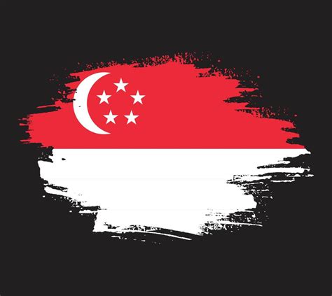 New Brush Effect Singapore Grungy Flag Vector Vector Art At