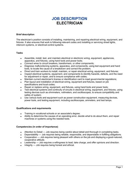 Electrician Worker Job Description Wiring Diagram And Schematics