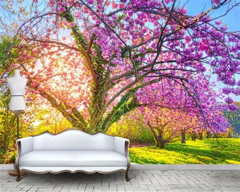 Beibehang Photo Wall Mural 3d Wallpaper Beautiful Garden Cherry Tree