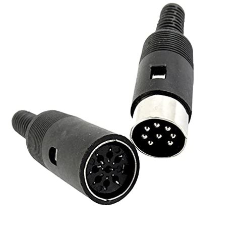 Lylgo 2 Pair Black Din 8 Pin Female Male Adapter Socket Audio Av