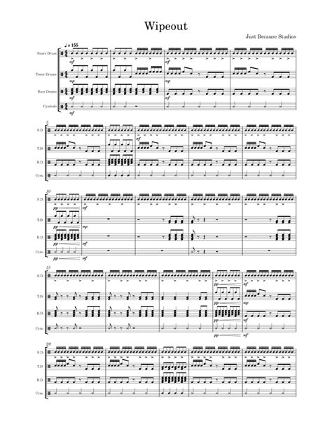 Wipe Out The Surfaris Sheet Music For Snare Drum Crash Tenor Drum