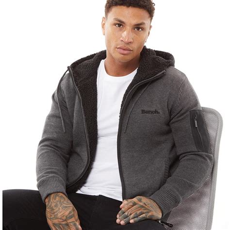 Buy Bench Mens Hanyu Zip Through Hooded Knitted Fleece Charcoal Marl