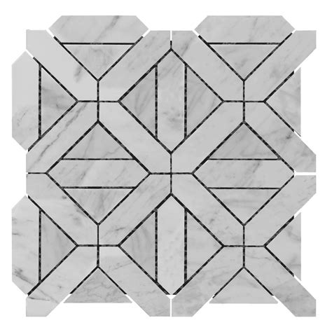 Carrara Marble Geometrica Mosaic Tile