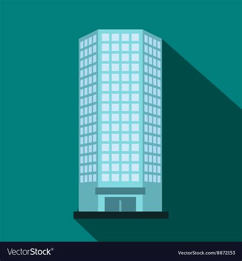 Modern Office Building Icon Flat Style Royalty Free Vector