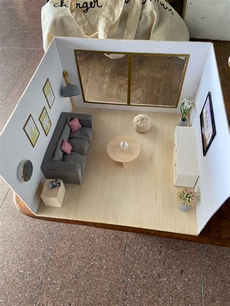 Maqueta De Sala Estilo N Rdico Cardboard House Doll Furniture Diy