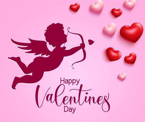 Valentines Cupid Vector Background Design Happy Valentines Day Text