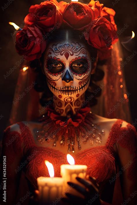 Foto De La Catrina Dia De Muertos Sch Ne Frau Mit Maske Make Up