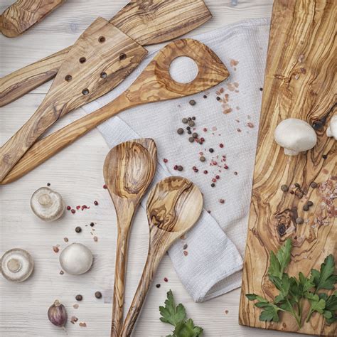 Personalized Olive Wood Utensils Set Of 6 Forest Decor