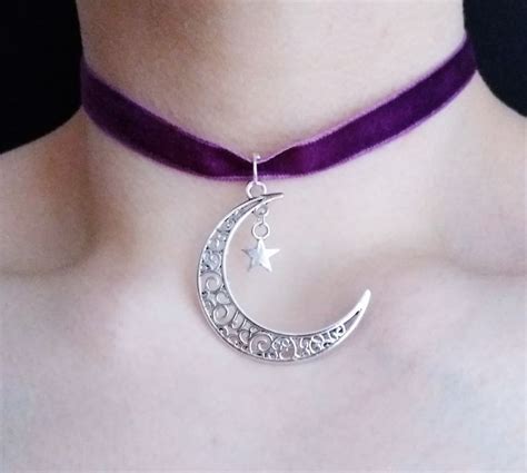 Crescent Moon Choker Etsy Shop Ofstarsandwine Pastel Goth