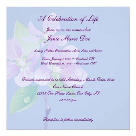 Celebration of Life 5.25x5.25 Square Paper Invitation Card | Zazzle