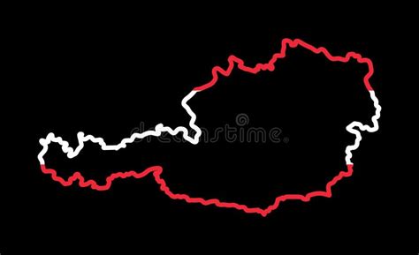 Outline Austria Map Contour Design Isolated On White Background Stock