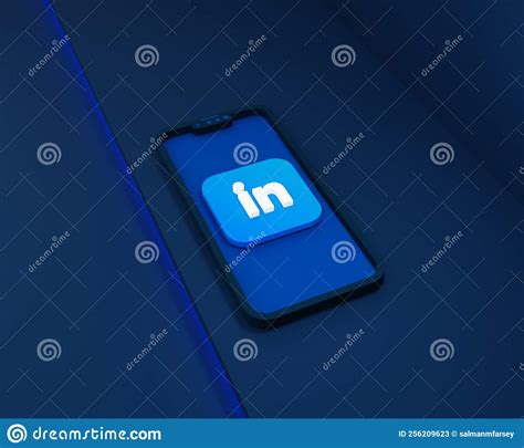 Social Media LinkedIn Icons With Smartphone 3D Rendered Editorial Stock