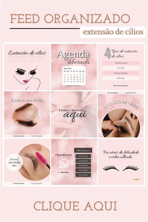 Posts Prontos Para Instagram Pack Canva Extensao De Cilios