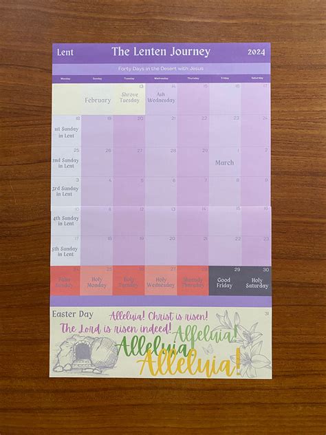 Printable Lent Calendar Liturgical Calendar Lenten Calendar Lent Devotional Family Lent ...