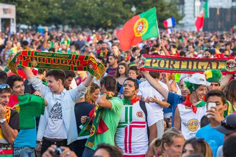 Portuguese Fans During Translation Of The Football Match Portugal