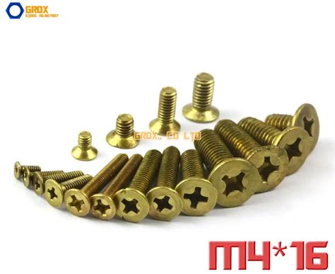 100 Pieces M4 X 16mm Brass Phillips Countersunk Head Machine Screw Screws Aliexpress