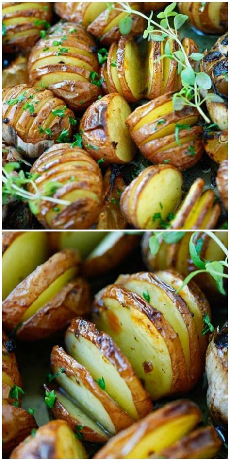 Garlic Herb Hasselback Potatoes Baked Potatoes Filled With Garlic Herb Olive Oil Butter